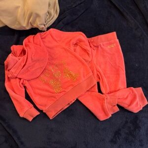Juicy Couture Coral Velour Set with Gold Accents